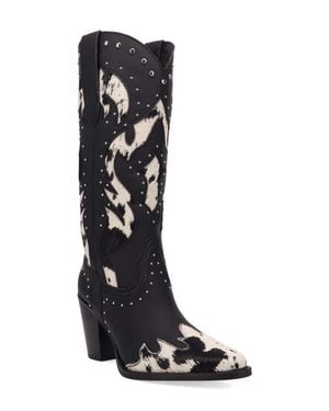 Dingo Untamed Genuine Calf Hair Western Boot - Black