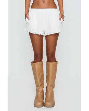 Princess Polly Midnight Sugar Eyelet Frilled Shorts - White