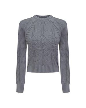 Aspact Cable Knit Sweater With Front Artwork - Blue