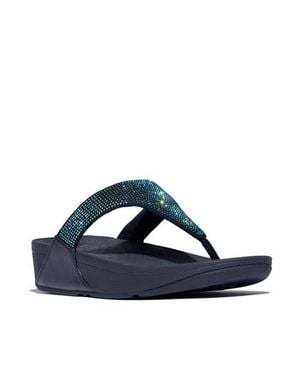 Fitflop Lulu Crystal Embellished Toe-Post Sandals - Blue