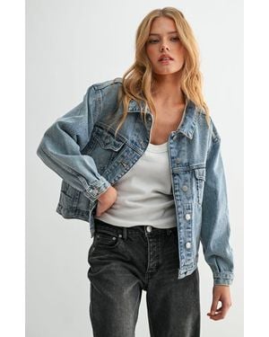 Jemina Denim The Aura Crop Denim Jacket - Gray