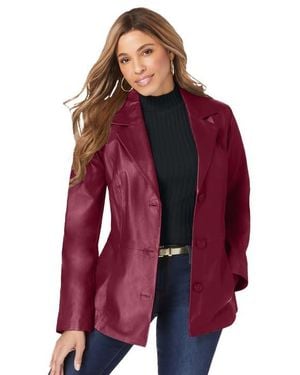 Jessica London Leather Blazer - Red