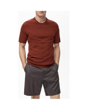 Mango Fine Knit Short Sleeve Sweater - Red