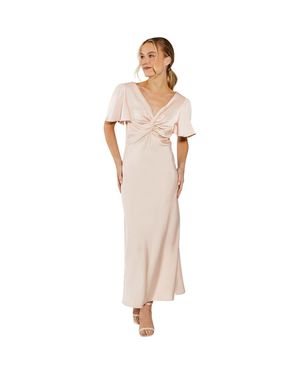 Oasis Satin Midi Bridesmaids Dress - Natural