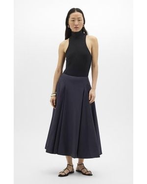 Another Tomorrow Seamed Full Skirt - Blue