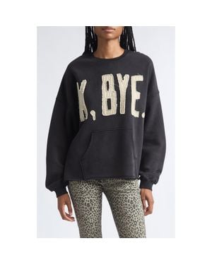 R13 K, Bye Appliqué Oversize Cotton Cutoff Sweatshirt - Black