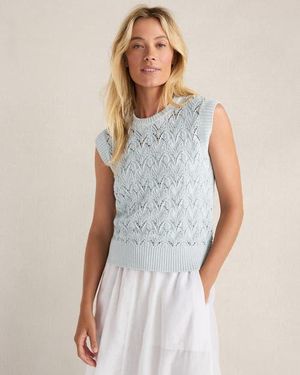 Haven Well Within Organic Cotton Chain Pointelle Sweater Vest - Blue