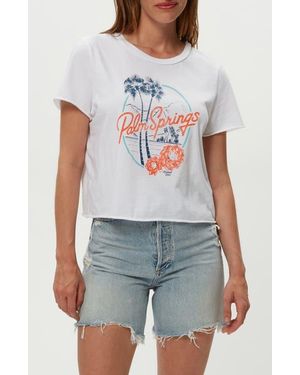 Michael Stars Palm Springs Cotton Crop Graphic T-Shirt - Blue