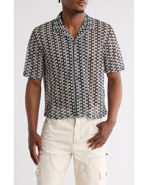 PacSun Rumi Oversize Open Knit Camp Shirt - Gray