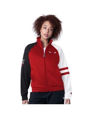 Starter Chicago Bulls Line Up Dolman Raglan Full-Zip Track Jacket - Red