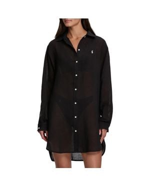 Polo Ralph Lauren Boyfriend Long Sleeve Cover-Up Tunic - Black