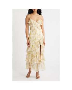 Lulus Tessia Ruffle Evening Dress - Metallic