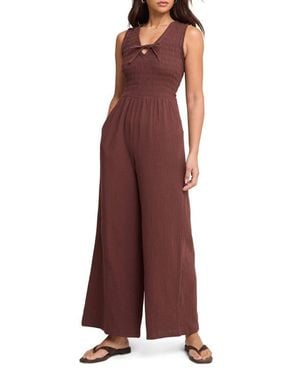 Nobody's Child Jayda Smocked Wide Leg Jumpsuit - Purple