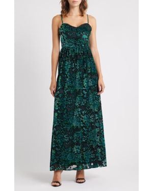 Lulus Minka Floral Velvet Burnout Gown - Green