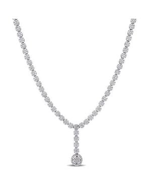 Julianna B Cubic Zirconia Lariat Tennis Necklace - Metallic