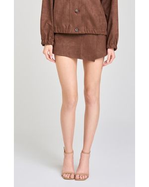 Wayf Parker Faux Wrap Skort - Brown