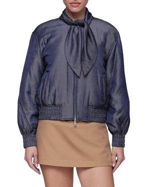 Avec Les Filles Tie Neck Bomber Jacket - Blue