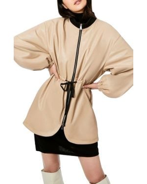 Bernardo Faux Leather Anorak - Natural