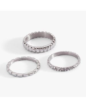 ALEX AND ANI Multi Textured Stacking Ring Set Of 3 - Metallic