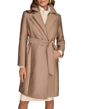 Donna Karan Double Collar Cotton Blend Trench Coat - Brown