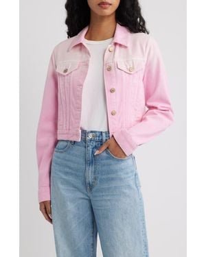LoveShackFancy Bardot Ombré Denim Trucker Jacket - Pink