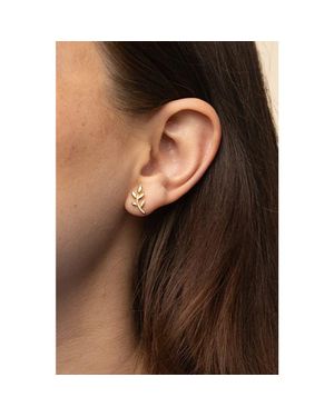 Bearfruit Jewelry Sterling 18K Plated Olivia Leaf Necklace & Stud Earrings Set - Brown