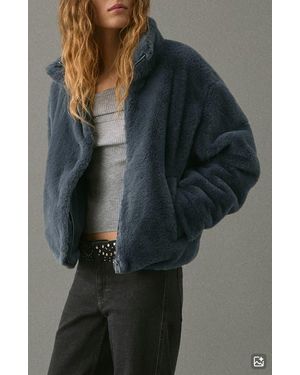 MANGO TEEN Faux Fur Coat - Gray
