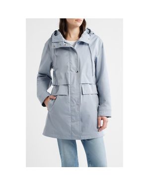 Sam Edelman Water Repellent Hooded Jacket - Blue