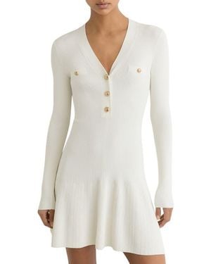 Reiss Lavelle Knit Button-Detail Minidress - White