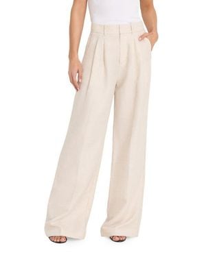 GOOD AMERICAN Pleated Tencel & Linen Pants - White