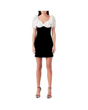 Endless Rose Satin & Velvet Minidress - Black