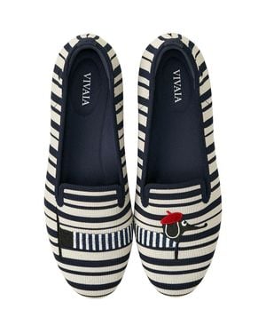 VIVAIA Round-Toe Embroidered Loafers - Blue
