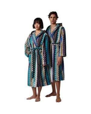 Missoni Giacomo Hooded Bathrobe - Blue
