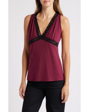 Loveappella Lace Inset Tank - Red