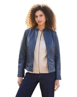 Celtic & Co. Stand Collar Biker Jacket - Blue