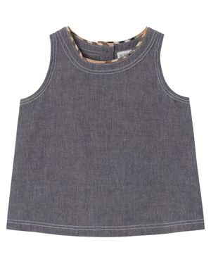 Burberry Girls' Cotton Chambray Top - Gray