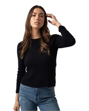 Saint + Sofia Honeycomb Rib Sweater - Black