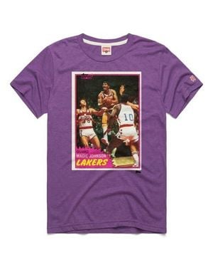 Homage Magic Johnson Los Angeles Lakers Topps Trading Card Player Tri-Blend T-Shirt - Purple