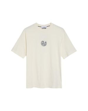 Stone Island Distressed Logo Organic Cotton Graphic T-Shirt - White