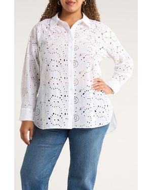UNIVERSAL STANDARD The Anglaise Stretch Poplin Shirt - White