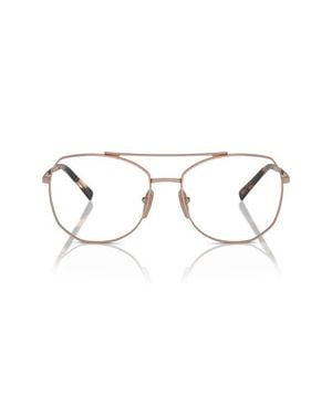 Prada 56Mm Rectangular Optical Glasses - Metallic