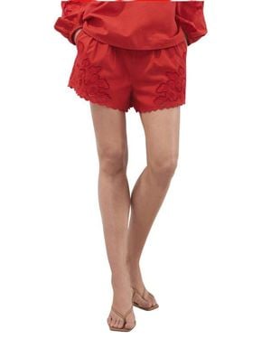 Mango Embroidered Lace Trim Shorts