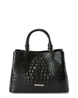 Brahmin Small Denise Croc Embossed Leather Satchel - Black