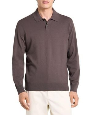 Theory Goris Long Sleeve Polo - Brown