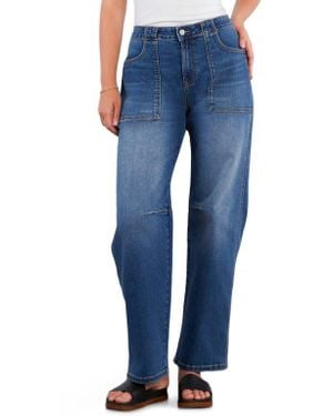 HINT OF BLU Patch Pocket Straight Leg Jeans - Blue