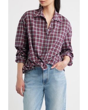 CISSA Plaided Knotted Front Cotton Shirt - Red