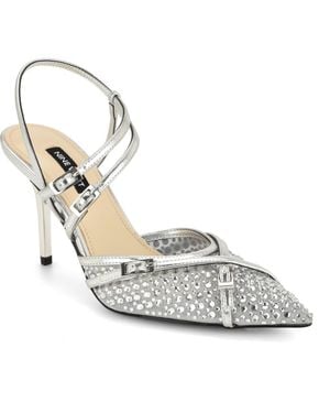 Nine West Pertee Crystal Embellished Ankle Strap Pump - Metallic