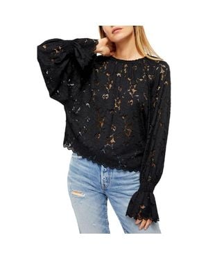Free People Olivia Lace Top - Black