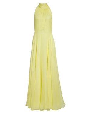 Givenchy Bow Back Pleated Silk Chiffon Gown - Yellow