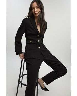 Karen Millen Petite Military Single Breasted Blazer - Black